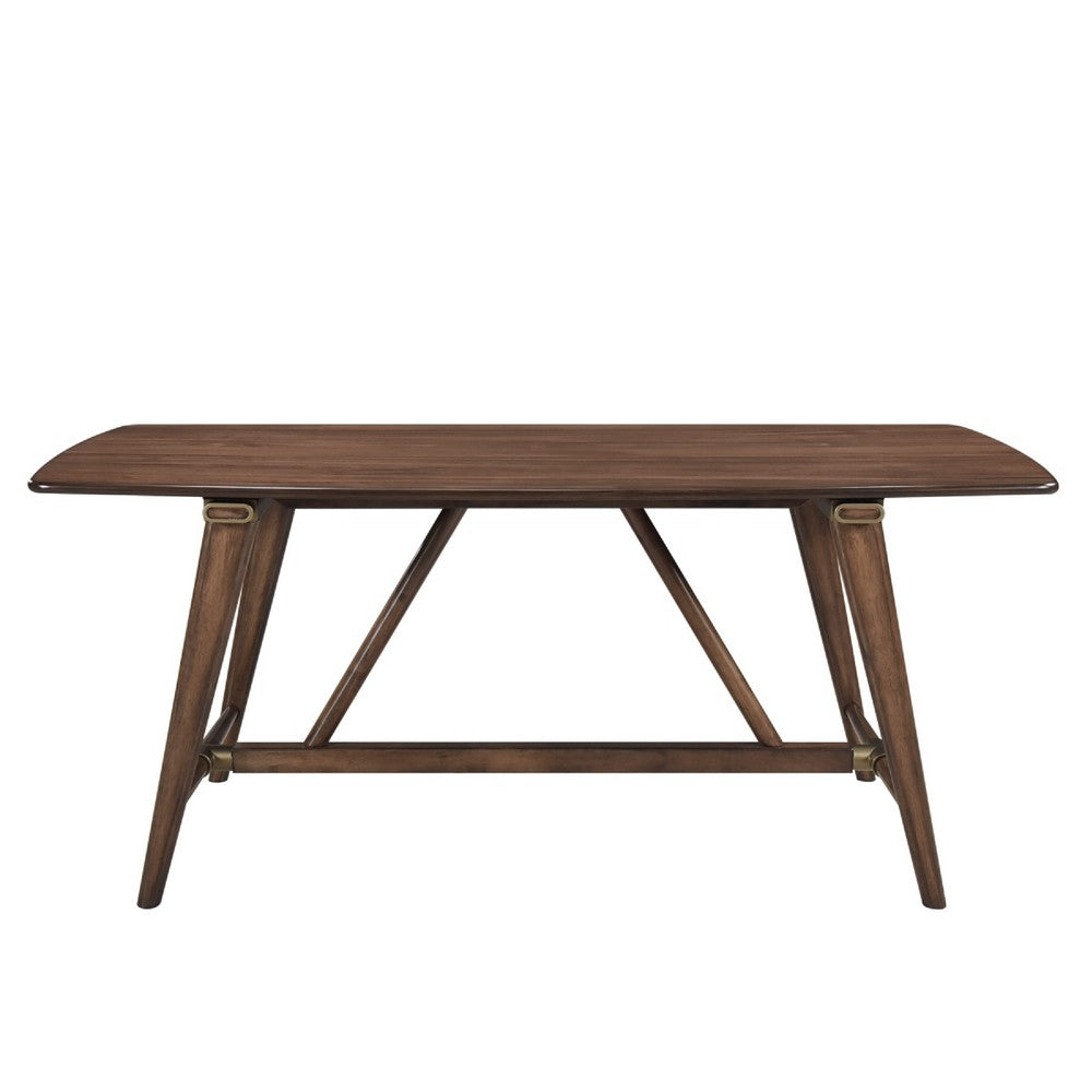 Manny Dining Table with Picnic Style Trestle Base, Walnut Wood 71 Inch -BM336053