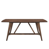 Manny Dining Table with Picnic Style Trestle Base, Walnut Wood 71 Inch -BM336053