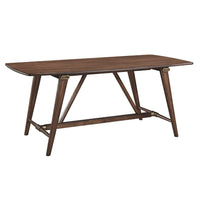 Manny Dining Table with Picnic Style Trestle Base, Walnut Wood 71 Inch -BM336053