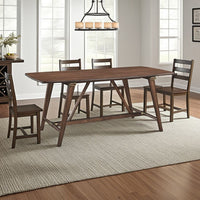Manny Dining Table with Picnic Style Trestle Base, Walnut Wood 71 Inch -BM336053