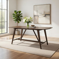 Manny Dining Table with Picnic Style Trestle Base, Walnut Wood 71 Inch -BM336053