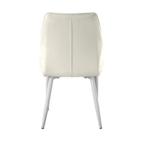 Bailey Dining Side Chair Set of 2, White Metal, Beige Quilted Velvet -BM336055