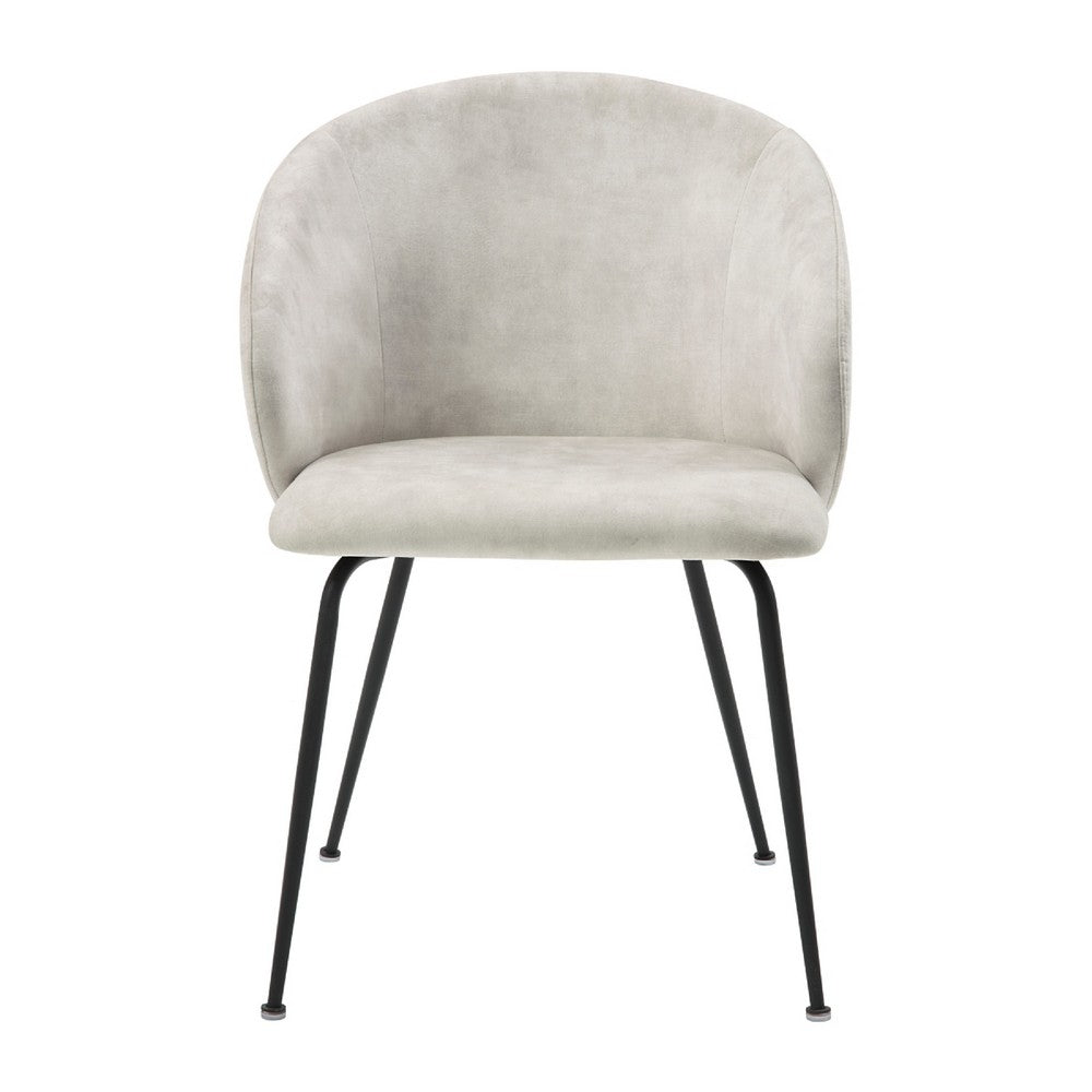 Salie Dining Chair Set of 2, Curved Back, Black Metal, Beige Velvet -BM336057