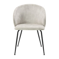 Salie Dining Chair Set of 2, Curved Back, Black Metal, Beige Velvet -BM336057