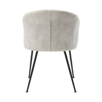 Salie Dining Chair Set of 2, Curved Back, Black Metal, Beige Velvet -BM336057