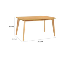 Jadie Dining Table, Tapered Legs, Natural Oak Wood Rectangular 60 Inch -BM336060