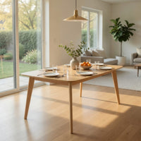 Jadie Dining Table, Tapered Legs, Natural Oak Wood Rectangular 60 Inch -BM336060