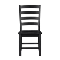 Reddy Side Chair Set of 2, Ladder Back Farmhouse Style, Black Wood -BM336061