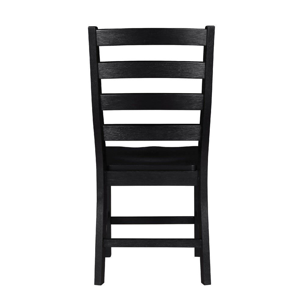Reddy Side Chair Set of 2, Ladder Back Farmhouse Style, Black Wood -BM336061