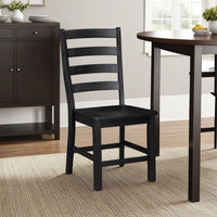 Reddy Side Chair Set of 2, Ladder Back Farmhouse Style, Black Wood -BM336061