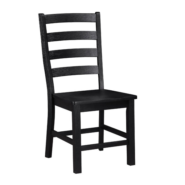 Reddy Side Chair Set of 2, Ladder Back Farmhouse Style, Black Wood -BM336061