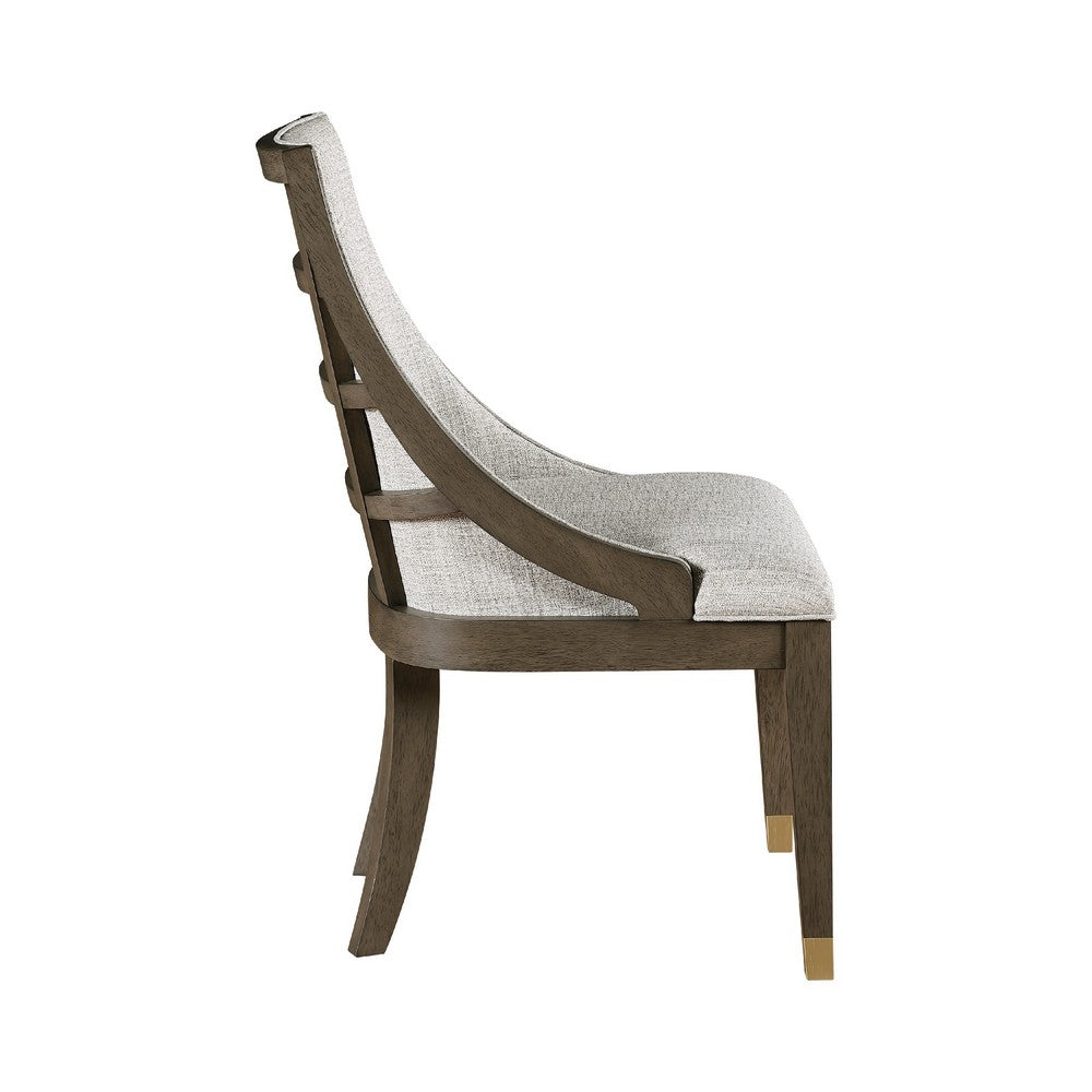 Greta Armchair Set of 2, Semi Deconstructed Gold Metal, Beige Fabric -BM336063