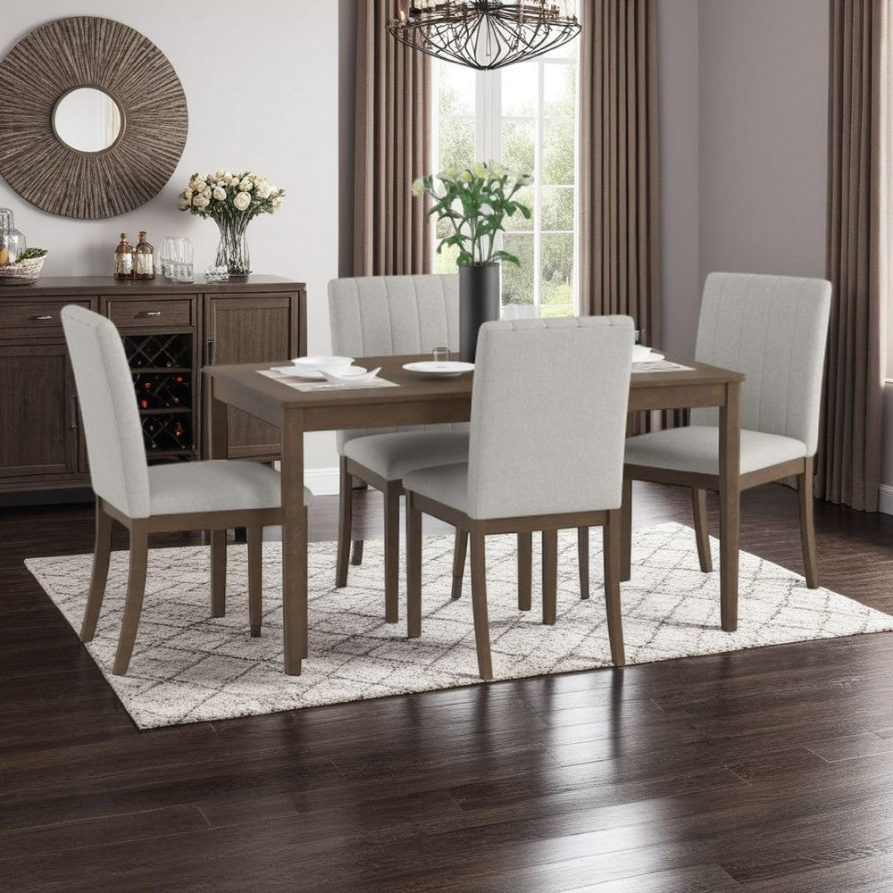 Katty Dining Table, Transitional Rectangular Chestnut Wood Top 56 Inch -BM336066