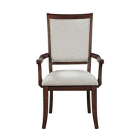 Jenie Armchair Set of 2, Dark Walnut Inlay Cherry Wood, Beige Fabric -BM336070
