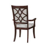 Jenie Armchair Set of 2, Dark Walnut Inlay Cherry Wood, Beige Fabric -BM336070