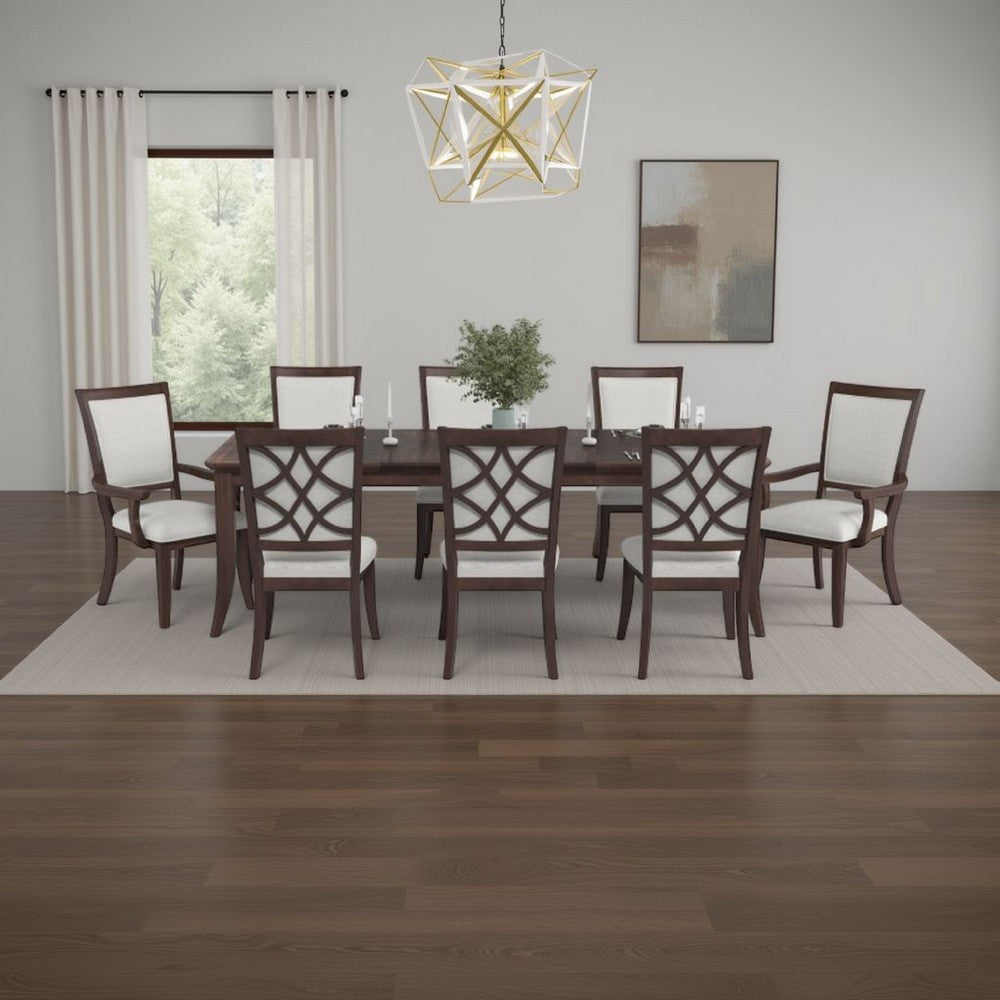 Jenie Armchair Set of 2, Dark Walnut Inlay Cherry Wood, Beige Fabric -BM336070