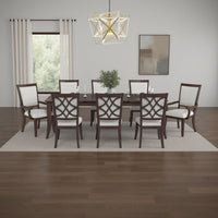 Jenie Armchair Set of 2, Dark Walnut Inlay Cherry Wood, Beige Fabric -BM336070