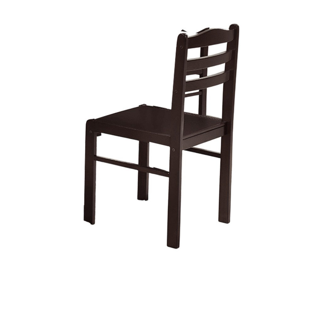 Kelly 5pc Dining Table Set, 4 Low Profile Chairs, Brown Wood -BM336072