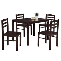Kelly 5pc Dining Table Set, 4 Low Profile Chairs, Brown Wood -BM336072
