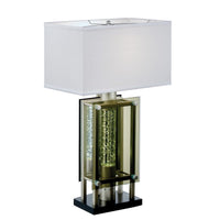 Saba Table Lamp with 3 Bulb, 4 Way Socket Switch, Silver Metal 27 Inch -BM336073