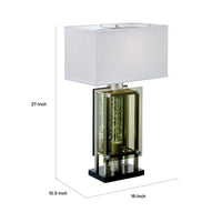 Saba Table Lamp with 3 Bulb, 4 Way Socket Switch, Silver Metal 27 Inch -BM336073