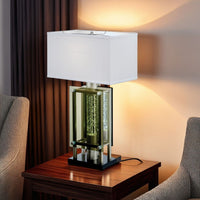 Saba Table Lamp with 3 Bulb, 4 Way Socket Switch, Silver Metal 27 Inch -BM336073