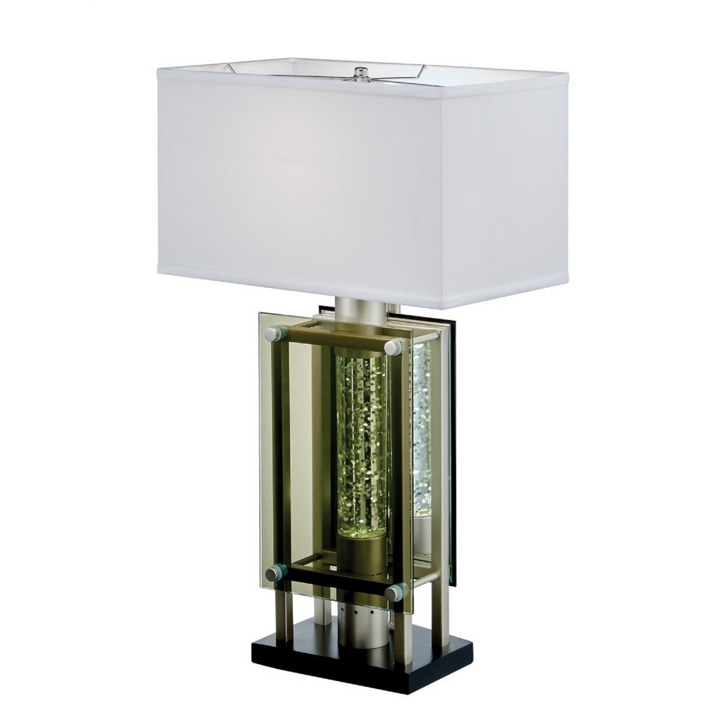 Saba Table Lamp with 3 Bulb, 4 Way Socket Switch, Silver Metal 27 Inch -BM336073