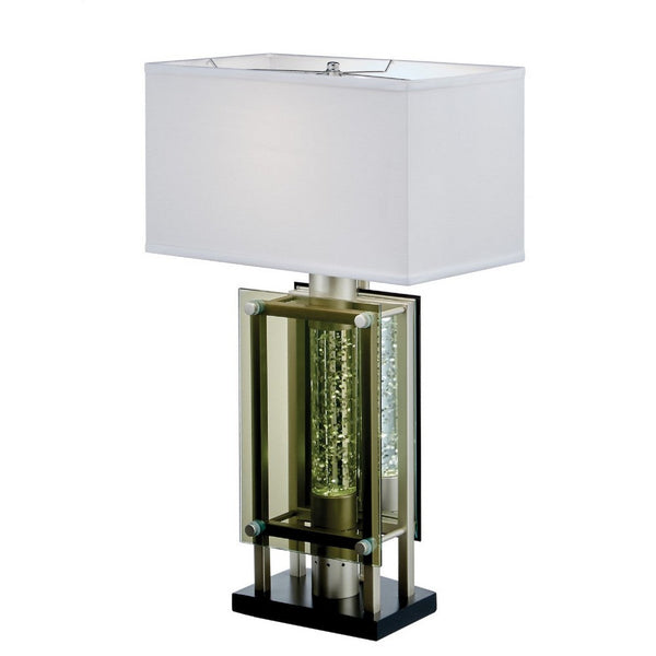 Saba Table Lamp with 3 Bulb, 4 Way Socket Switch, Silver Metal 27 Inch -BM336073