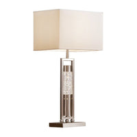 Farah Table Lamp with 4 Way Switch, Clear Glass, Silver Metal 28 Inch -BM336074