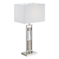 Farah Table Lamp with 4 Way Switch, Clear Glass, Silver Metal 28 Inch -BM336074