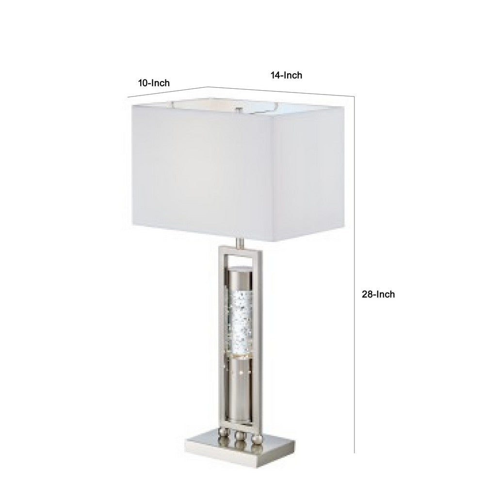 Farah Table Lamp with 4 Way Switch, Clear Glass, Silver Metal 28 Inch -BM336074