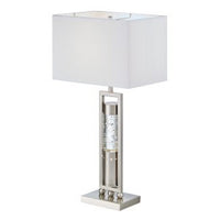 Farah Table Lamp with 4 Way Switch, Clear Glass, Silver Metal 28 Inch -BM336074