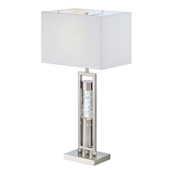 Farah Table Lamp with 4 Way Switch, Clear Glass, Silver Metal 28 Inch -BM336074