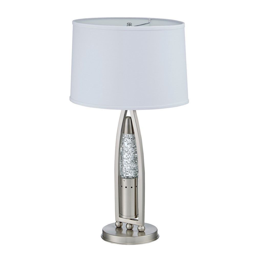 Danie Table Lamp, 4 Way Switch, Clear Glass Tube, Silver Metal 28 Inch -BM336075