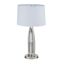 Danie Table Lamp, 4 Way Switch, Clear Glass Tube, Silver Metal 28 Inch -BM336075