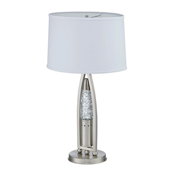 Danie Table Lamp, 4 Way Switch, Clear Glass Tube, Silver Metal 28 Inch -BM336075