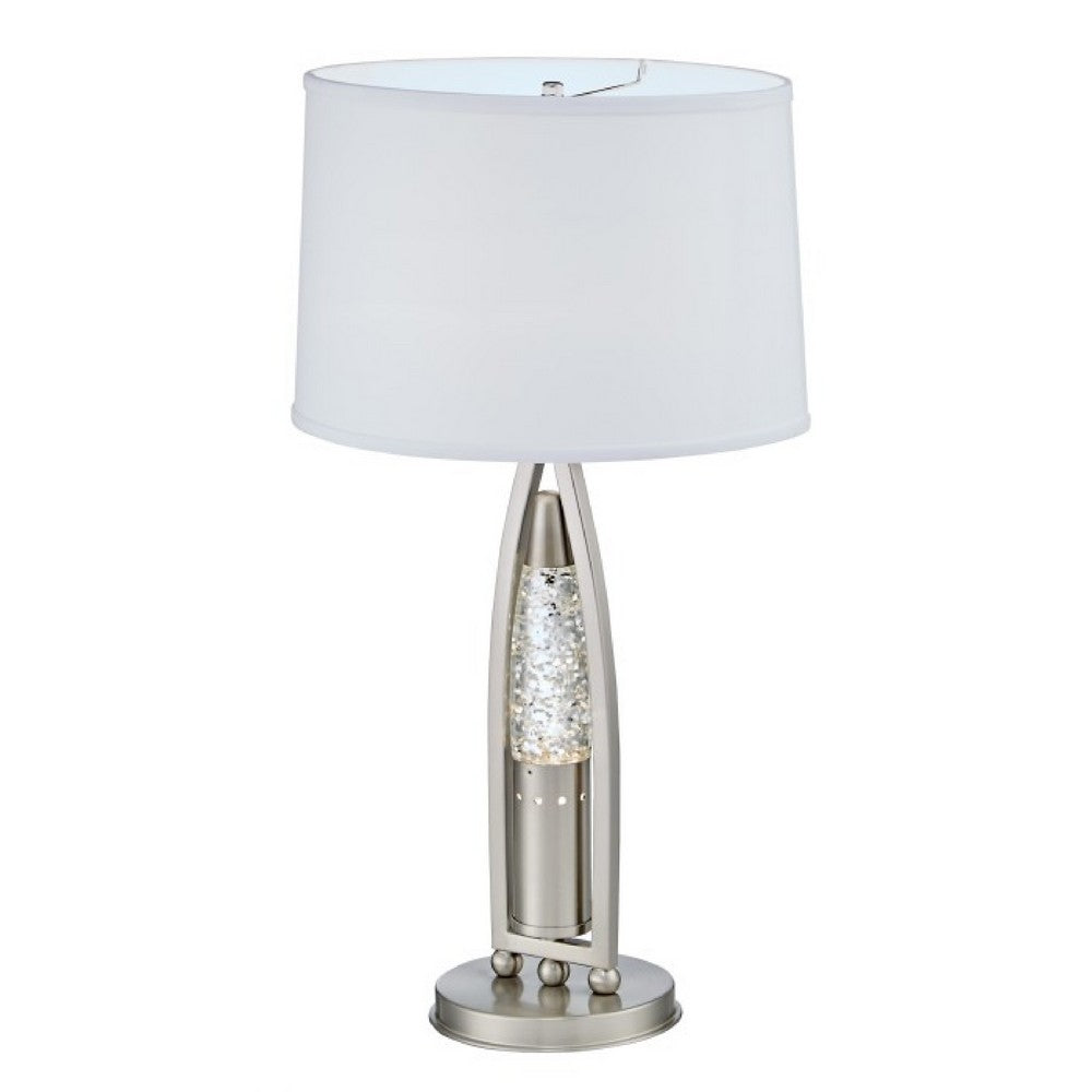 Danie Table Lamp, 4 Way Switch, Clear Glass Tube, Silver Metal 28 Inch -BM336075