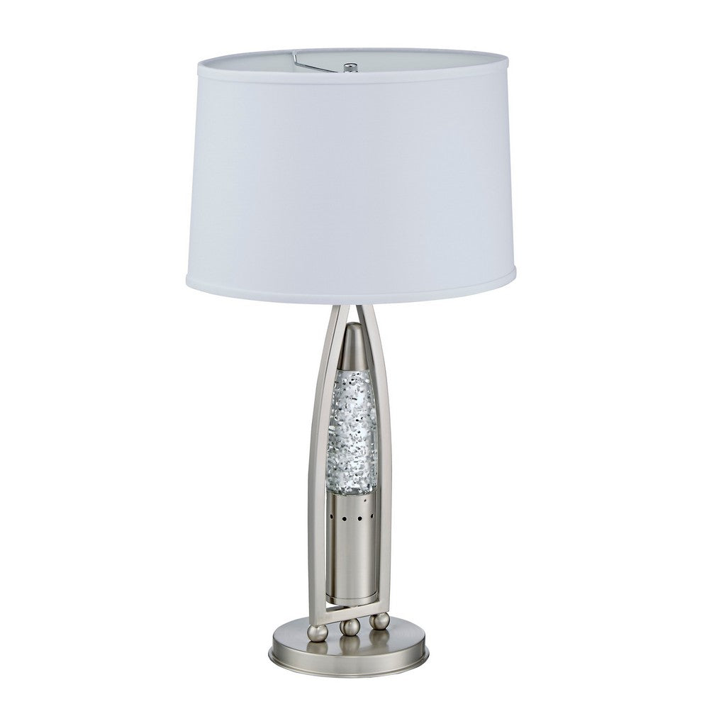 Danie Table Lamp, 4 Way Switch, Clear Glass Tube, Silver Metal 28 Inch -BM336075
