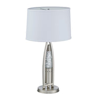 Danie Table Lamp, 4 Way Switch, Clear Glass Tube, Silver Metal 28 Inch -BM336075