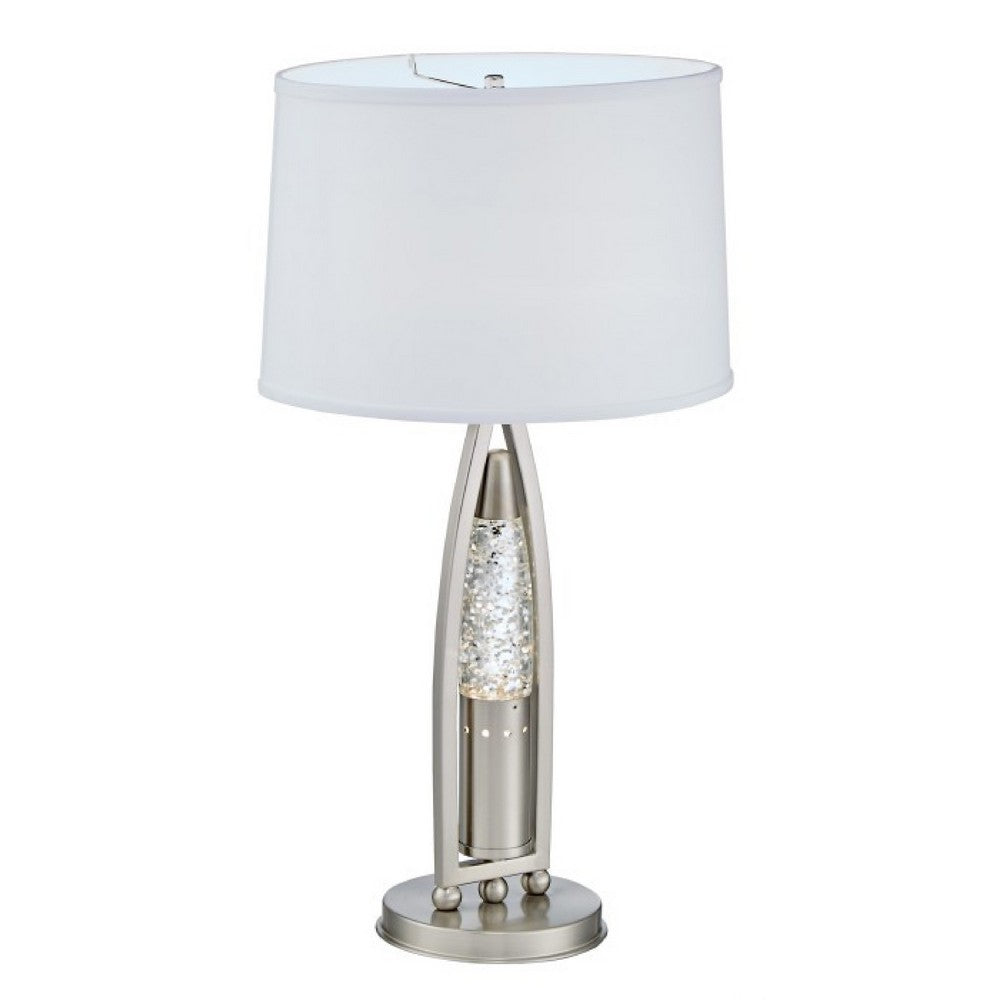 Danie Table Lamp, 4 Way Switch, Clear Glass Tube, Silver Metal 28 Inch -BM336075