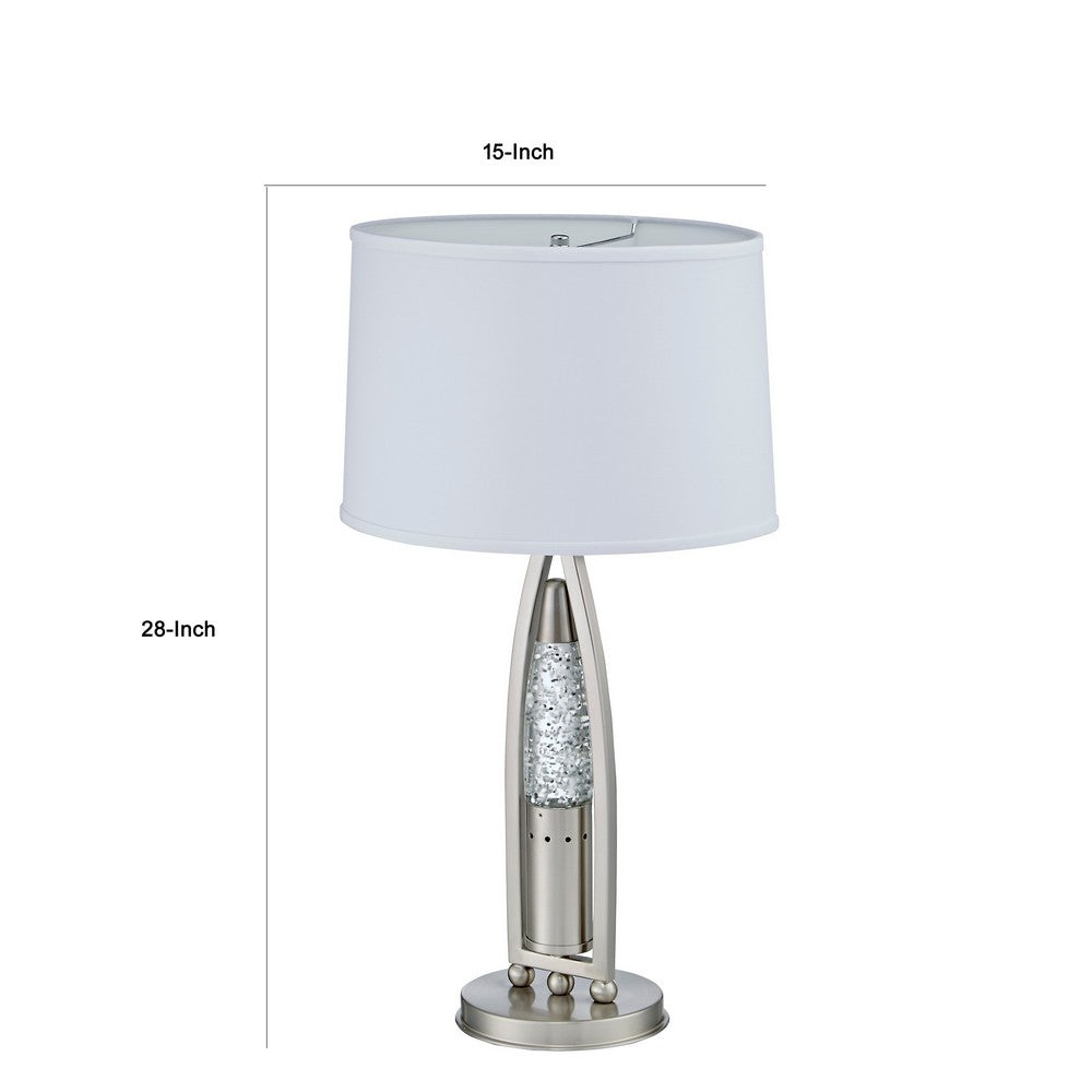 Danie Table Lamp, 4 Way Switch, Clear Glass Tube, Silver Metal 28 Inch -BM336075