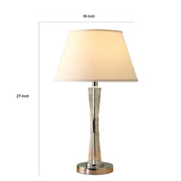 Terry Table Lamp with Bubble Infused Glass Tube, Chrome Metal 27 Inch -BM336076