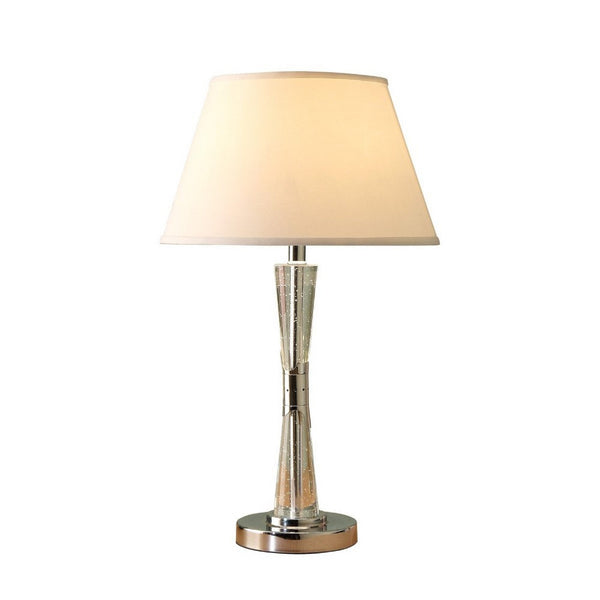 Terry Table Lamp with Bubble Infused Glass Tube, Chrome Metal 27 Inch -BM336076