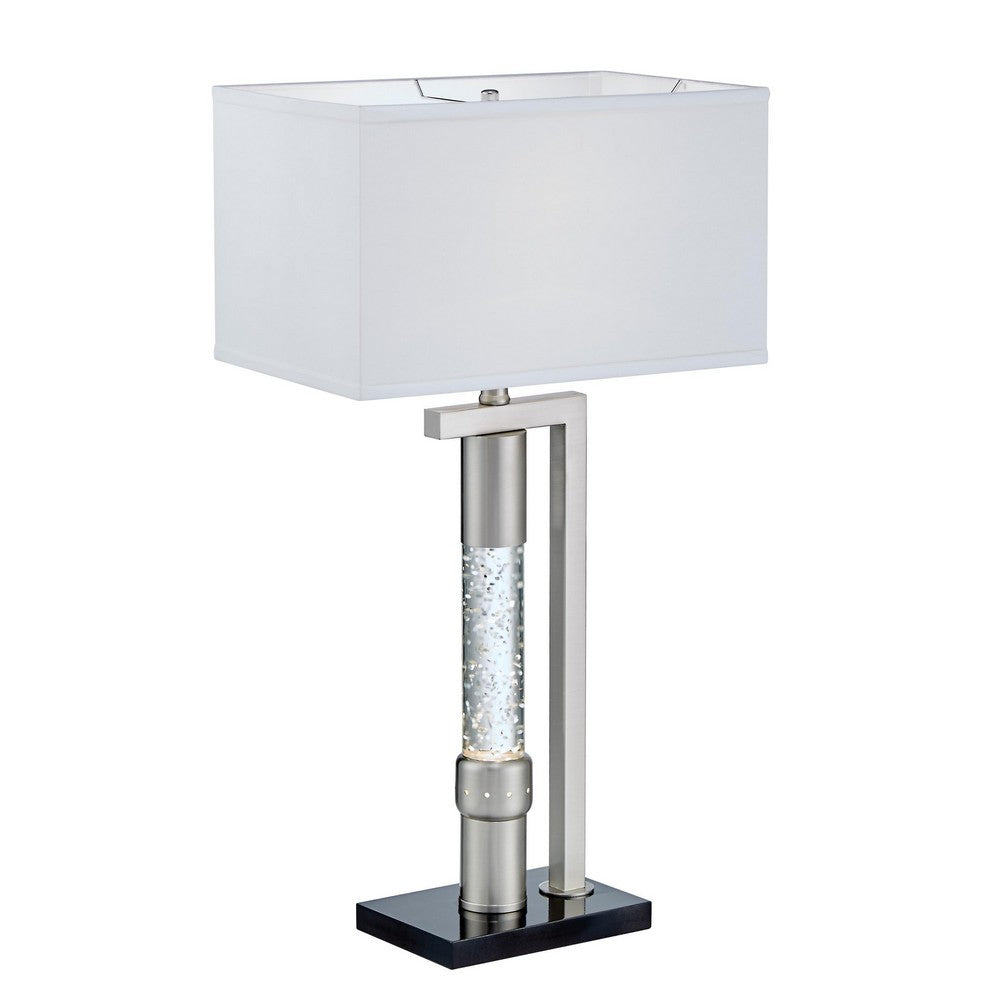 Mandy Table Lamp with Ripple Textured Glass Tube, Silver Metal 29 Inch -BM336077