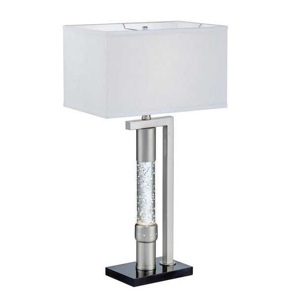 Mandy Table Lamp with Ripple Textured Glass Tube, Silver Metal 29 Inch -BM336077
