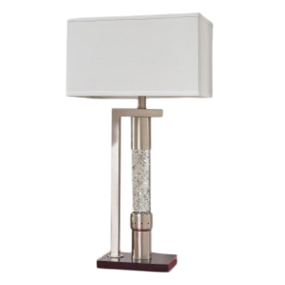 Mandy Table Lamp with Ripple Textured Glass Tube, Silver Metal 29 Inch -BM336077