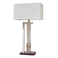 Mandy Table Lamp with Ripple Textured Glass Tube, Silver Metal 29 Inch -BM336077