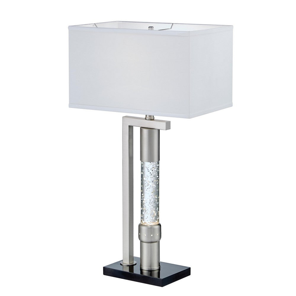Mandy Table Lamp with Ripple Textured Glass Tube, Silver Metal 29 Inch -BM336077