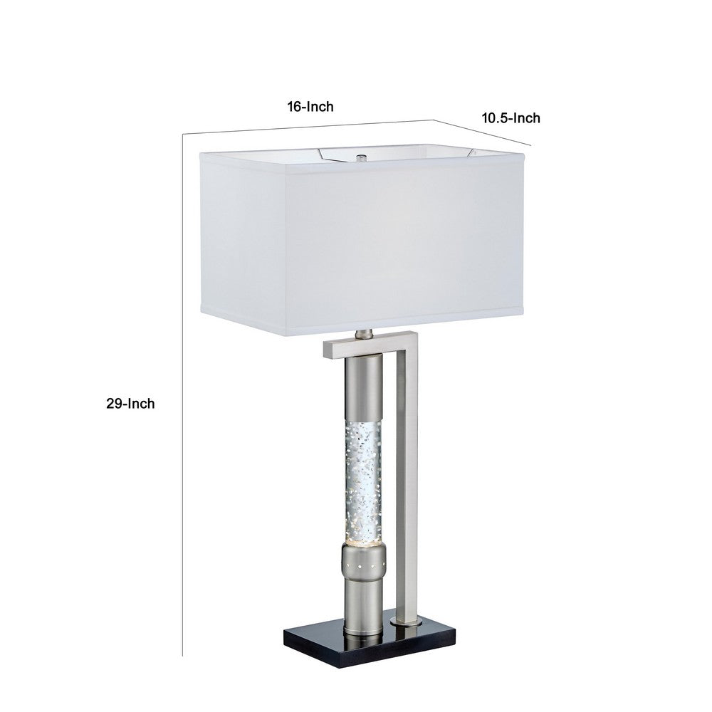 Mandy Table Lamp with Ripple Textured Glass Tube, Silver Metal 29 Inch -BM336077