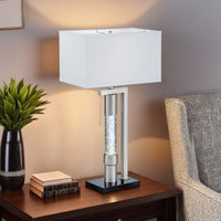Mandy Table Lamp with Ripple Textured Glass Tube, Silver Metal 29 Inch -BM336077
